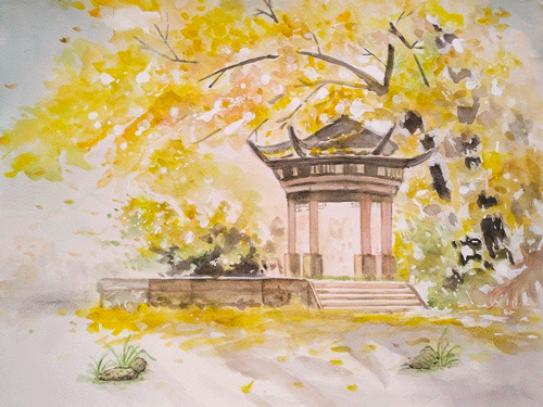水彩画——江南秋色